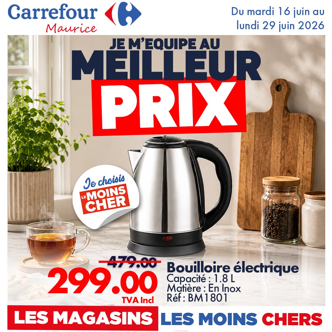 Carrefour Maurice Facebook ad: Carrefour vous équipe toujours au meilleur prix!