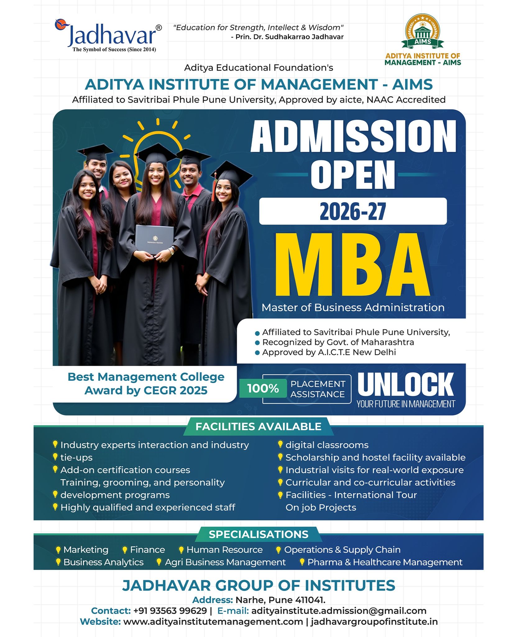 Aditya Institutes Of Management - AIMS Facebook ad: Admissions Open 2026-27 | MBA