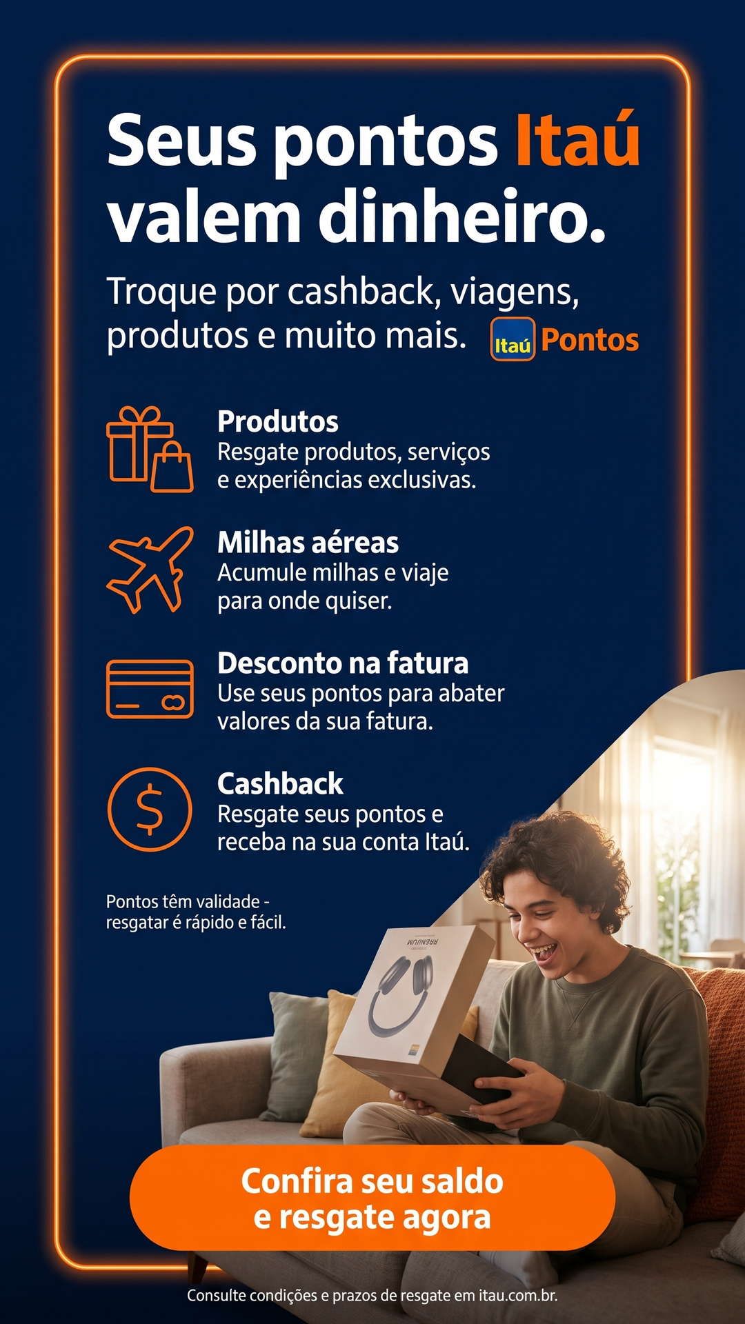 Central de Resgate de Pontos Facebook ad: Ganhe pontos e troque por viagens, produtos e cashback