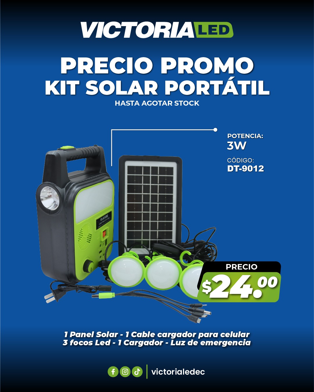 Victoria Led Facebook ad: Energía donde la necesites, sin límites.
