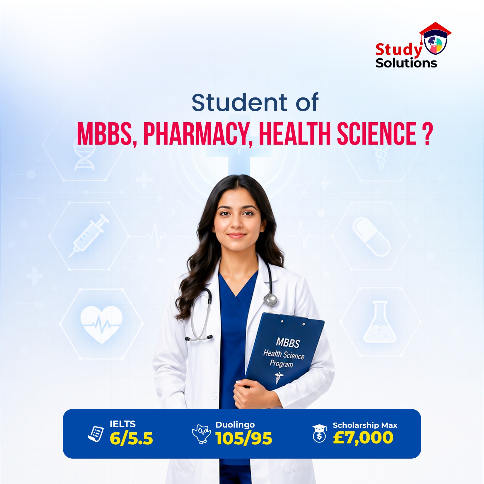 Study Solutions Ltd Facebook ad: UK-তে Health Science পড়ুন । Fast Offer Letter + £7,000…