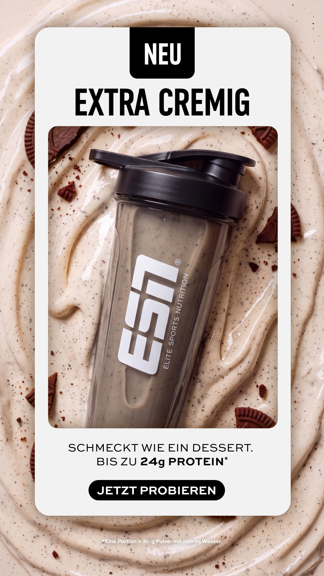 ESN Facebook ad: Freu dich auf jeden Schluck