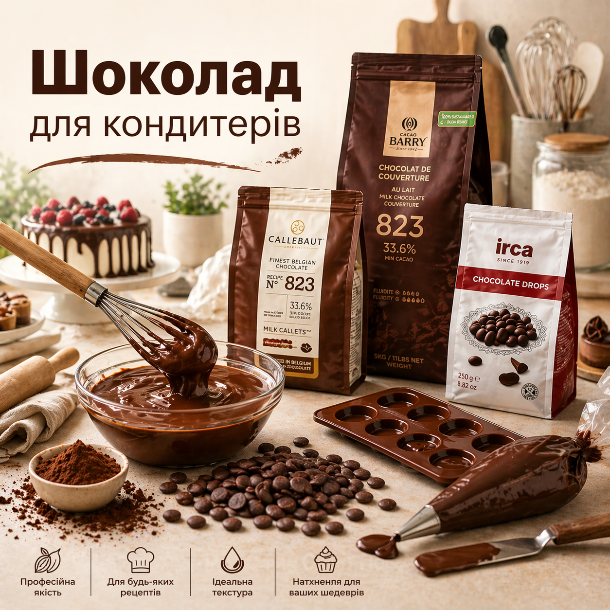 ZaPodarkom.com.ua Facebook ad: Шоколад. Какао. Глазурі