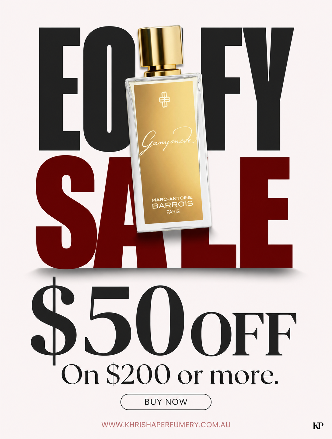 Khrisha Perfumery Facebook ad: EOFY Sale, Up to $150 Off