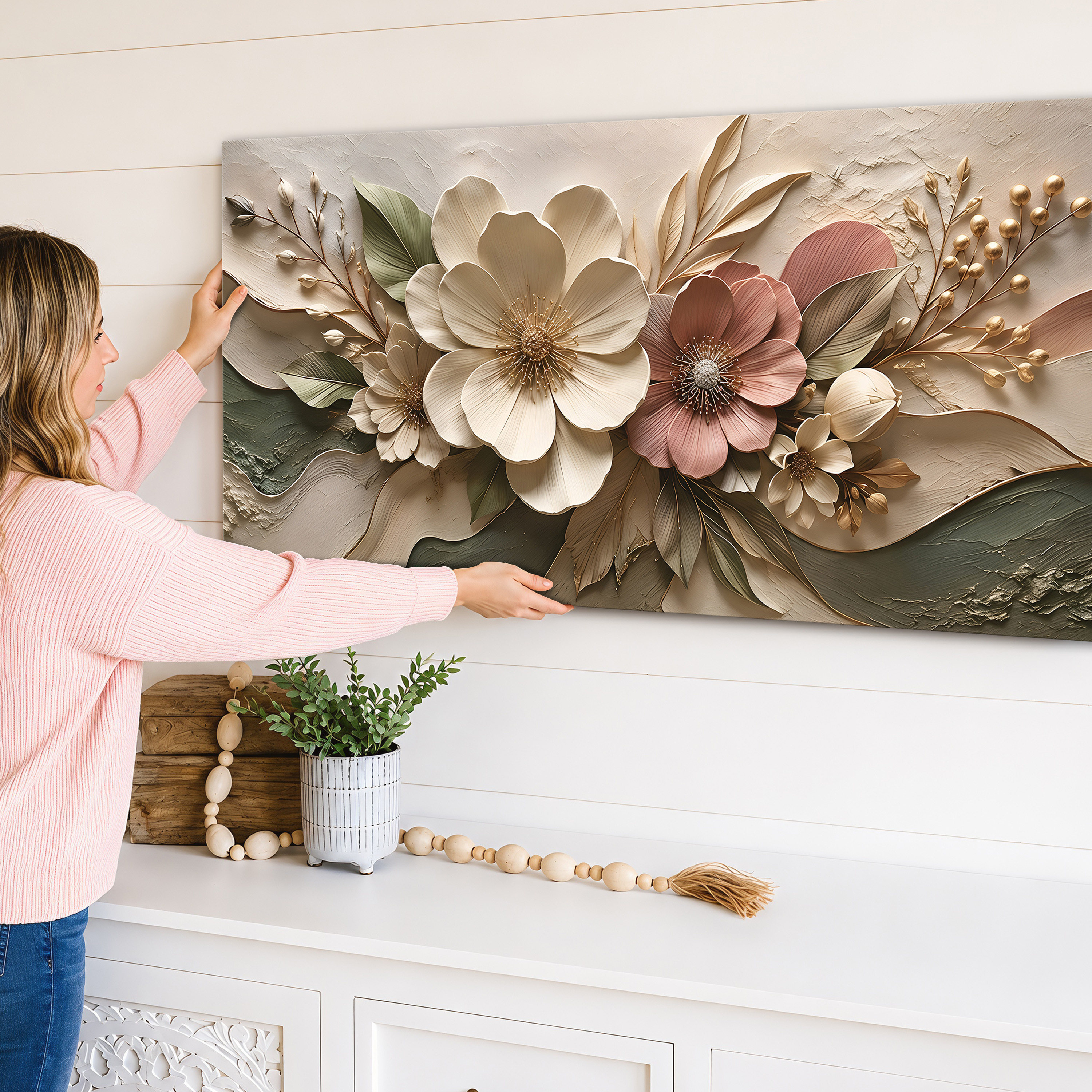 Tailored Canvases - Personalized Art Facebook ad: Elegant Floral Bloom II | Made in the USA | Ships Fast