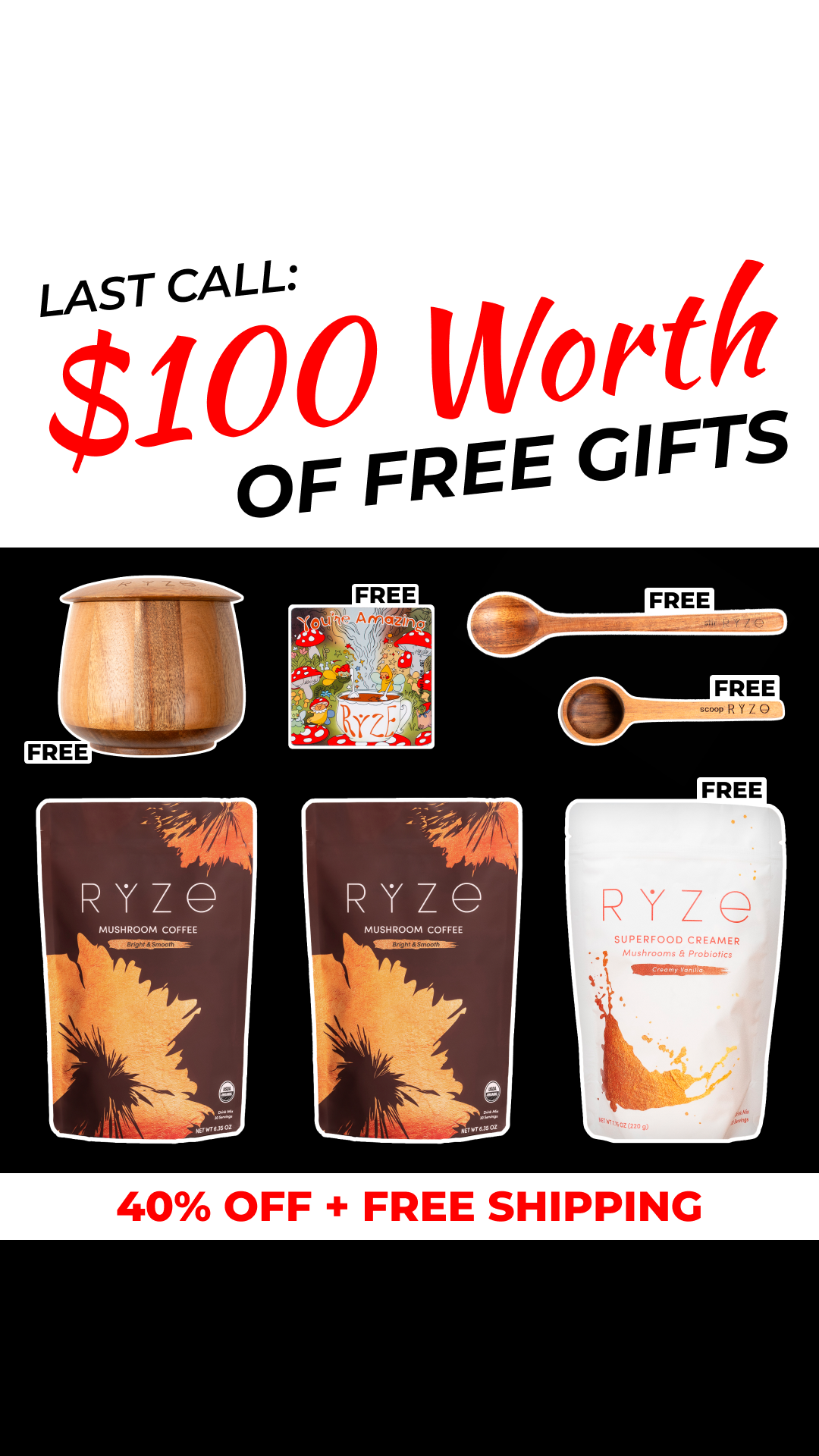 RYZE Superfoods Facebook ad