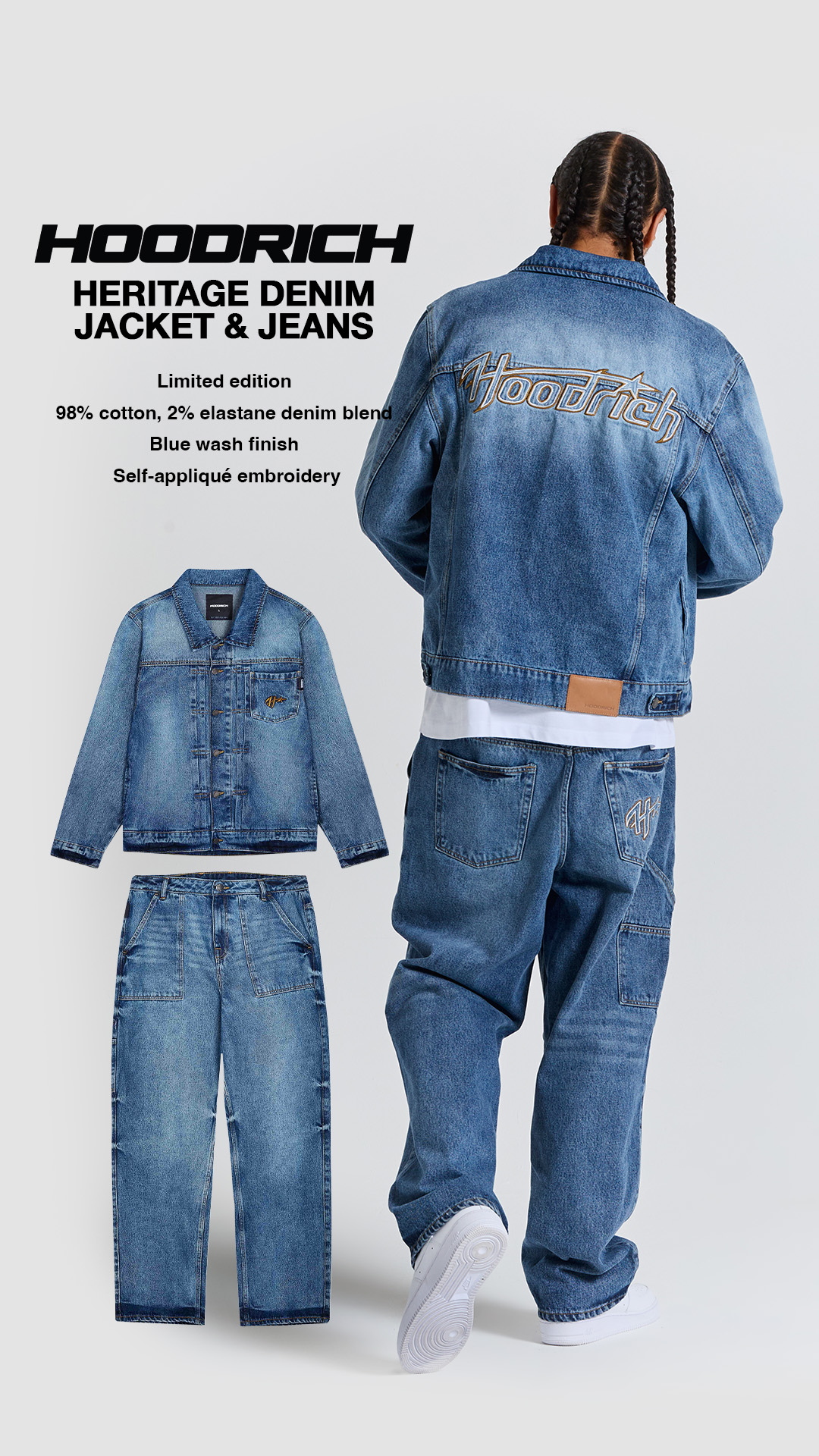 Hoodrich Facebook ad: SHOP THE HERITAGE DENIM COLLECTION