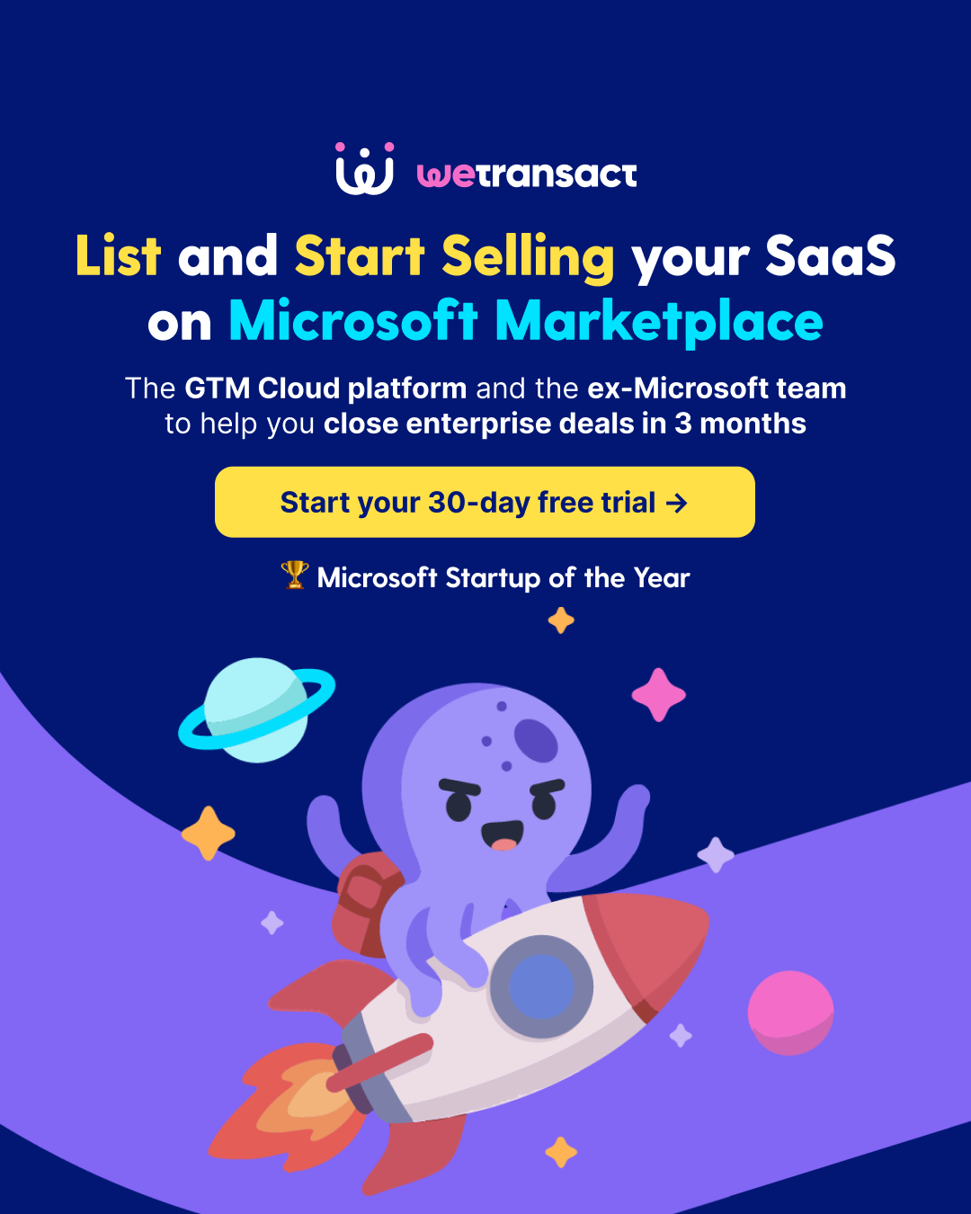 WeTransact Facebook ad: Live on Microsoft Marketplace in 5 days