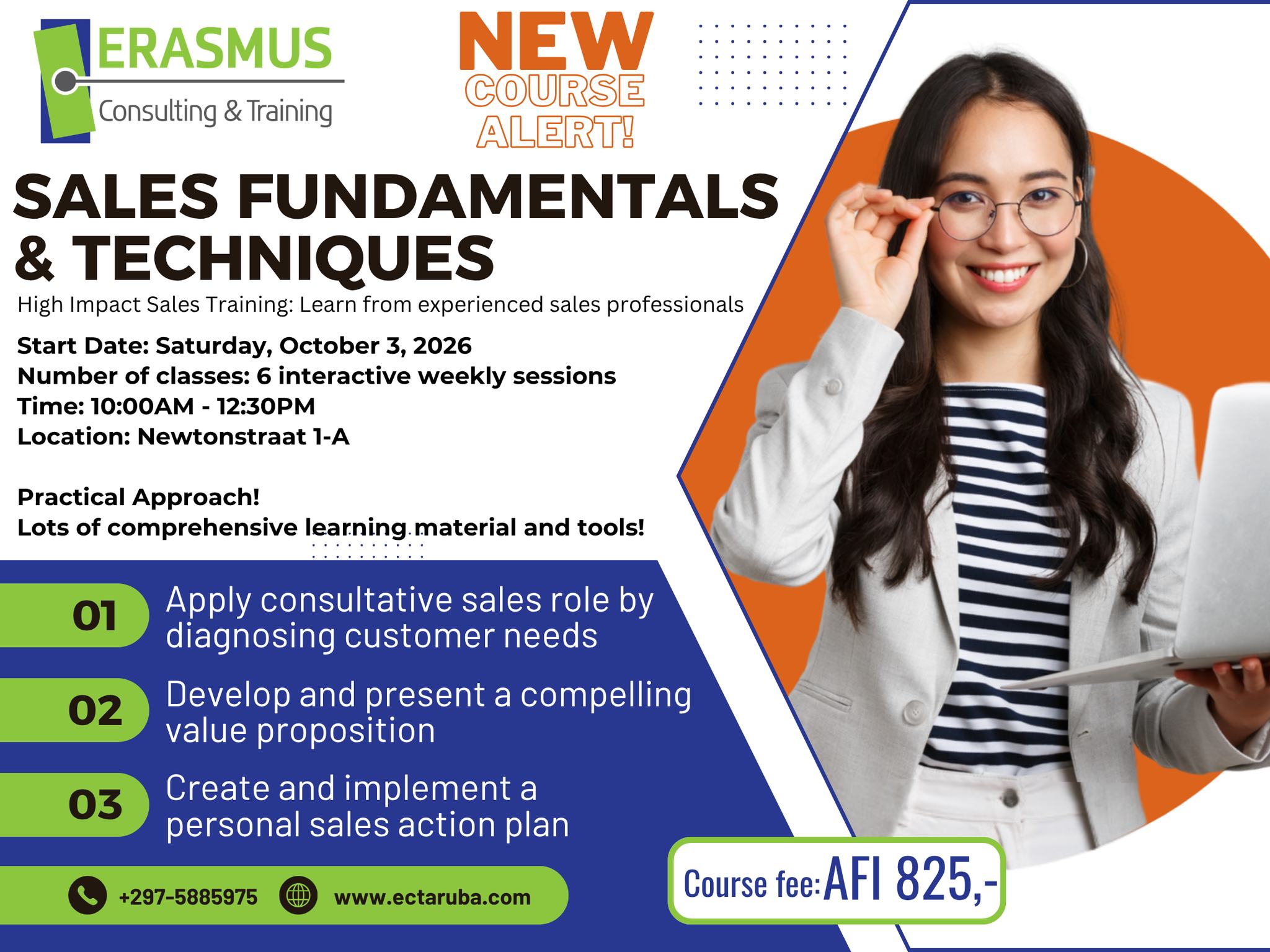 Erasmus Consulting & Training Facebook ad: Sales Fundamentals and Techniques | ECT Aruba