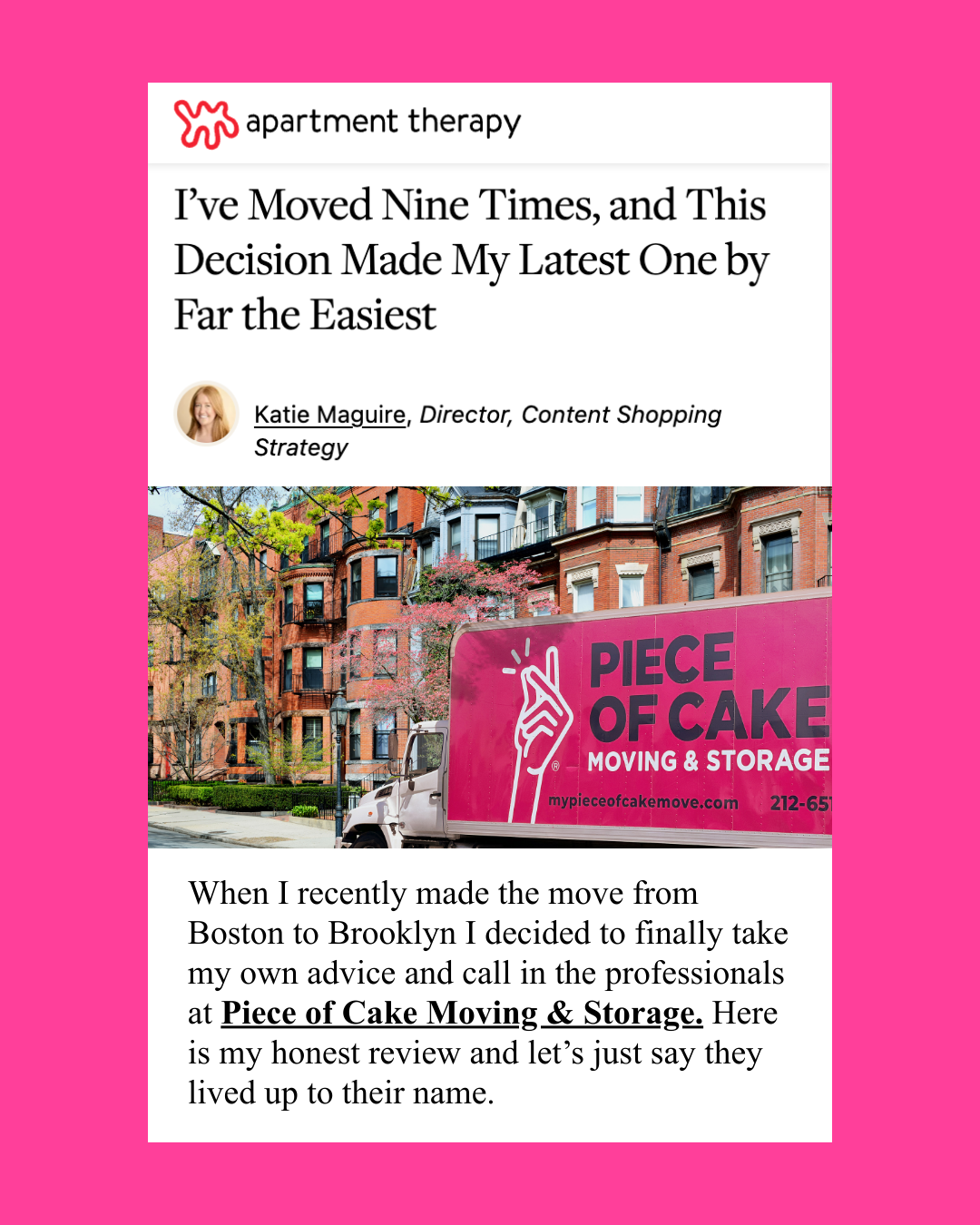 Piece of Cake Moving & Storage Facebook ad