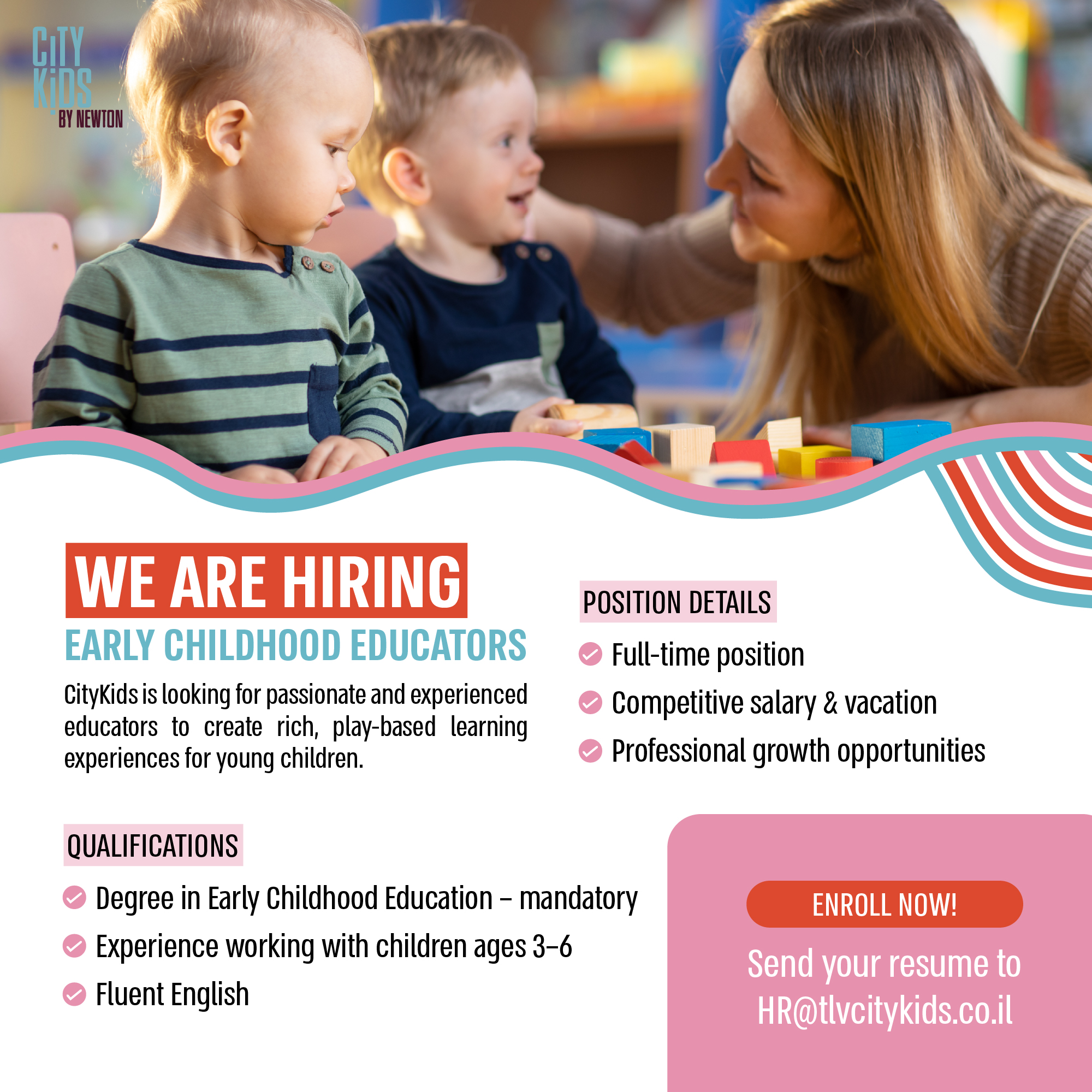 CityKids Facebook ad: Exciting Teaching Opportunity, Join Our Team!