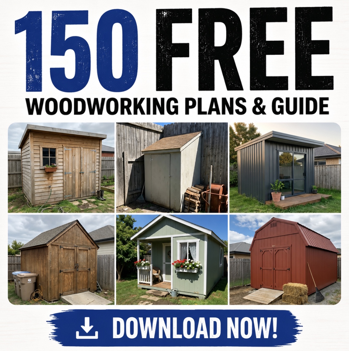 Woodworking Mastery Facebook ad: Get 150 FREE Woodworking Plans Today