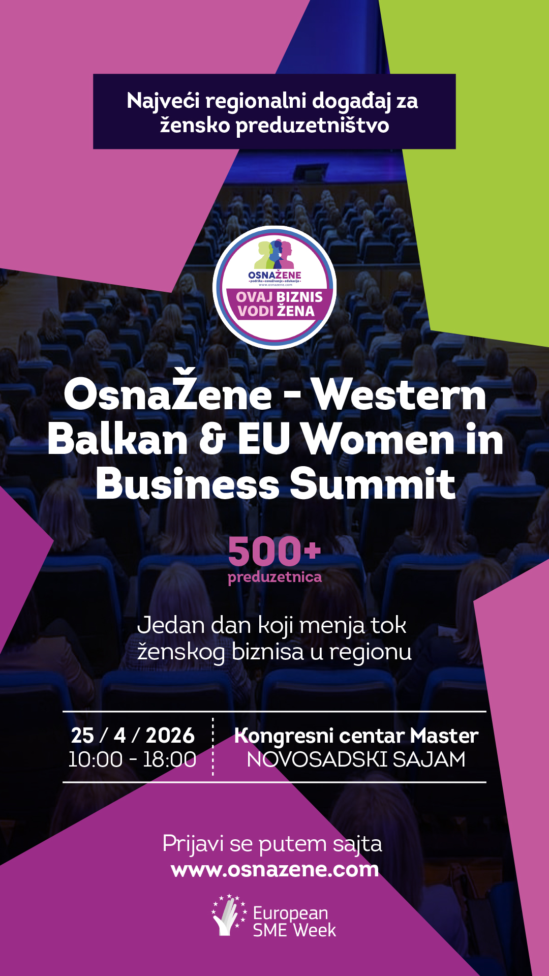 OsnaŽENE Facebook ad: Najveći regionalni summit za žene u biznisu.