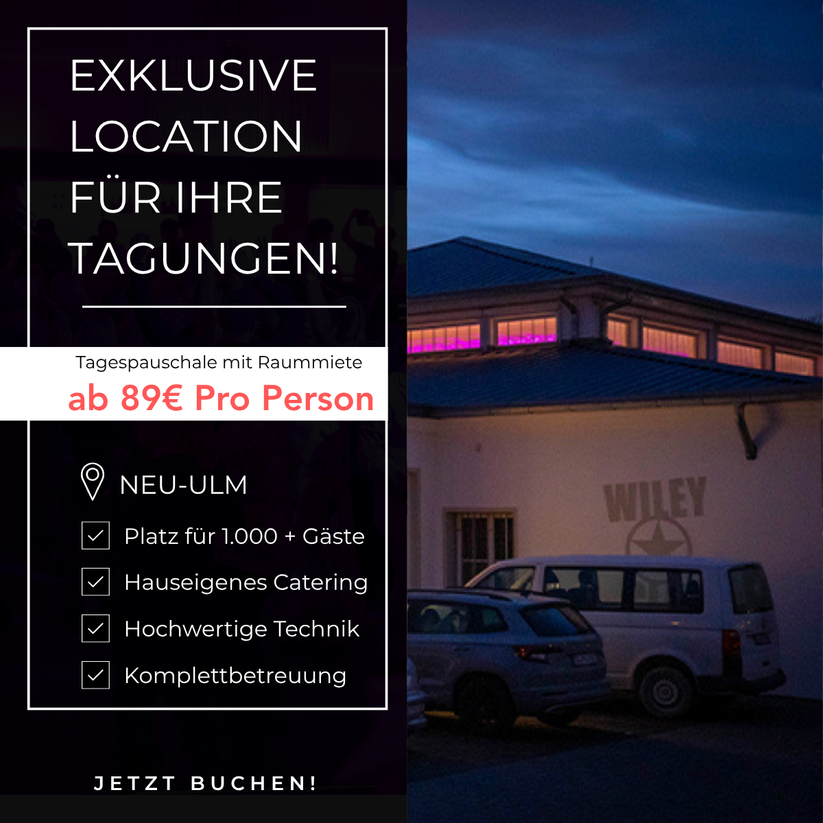 Wiley Club Facebook ad: Ihre Location für Firmenveranstaltungen in Neu-Ulm