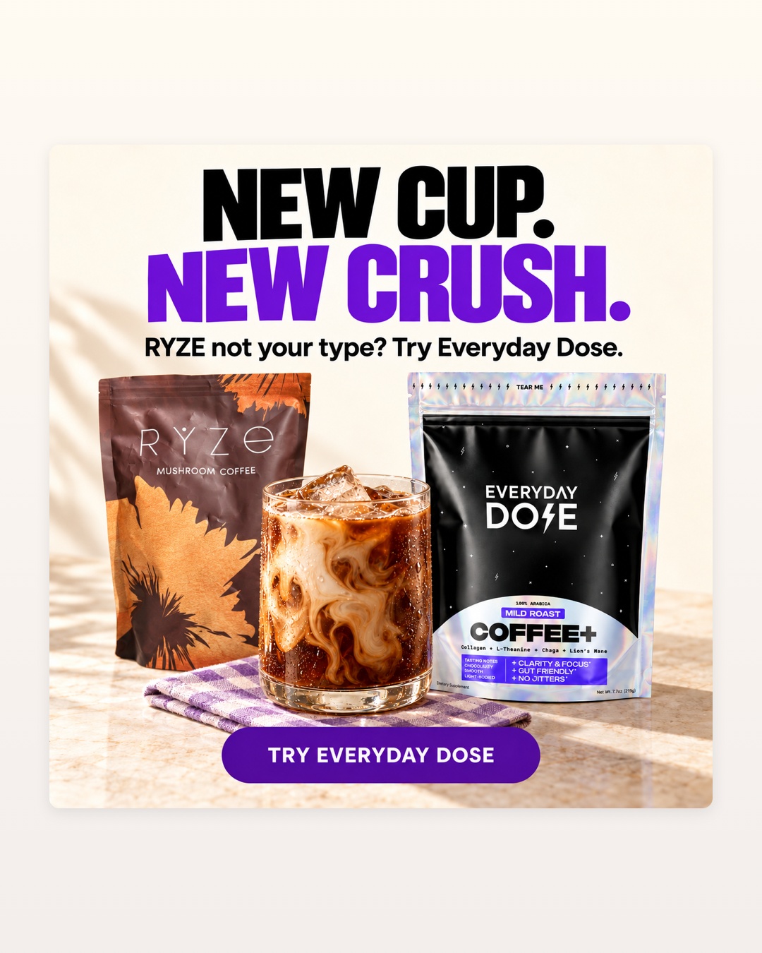 Everyday Dose Facebook ad: Pour Yourself Coffee That Does More