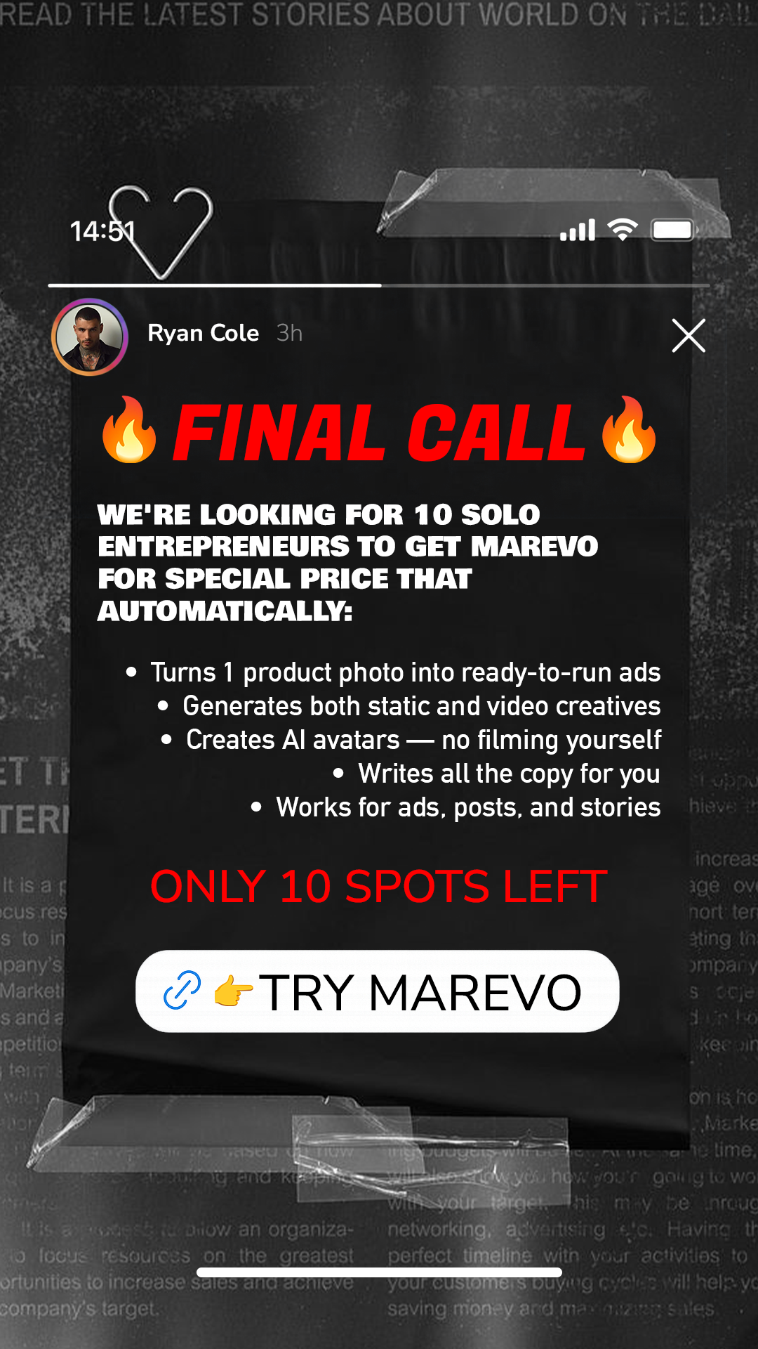 Marevo - AI Ads That Sell Facebook ad: START GENERATE AI ADS