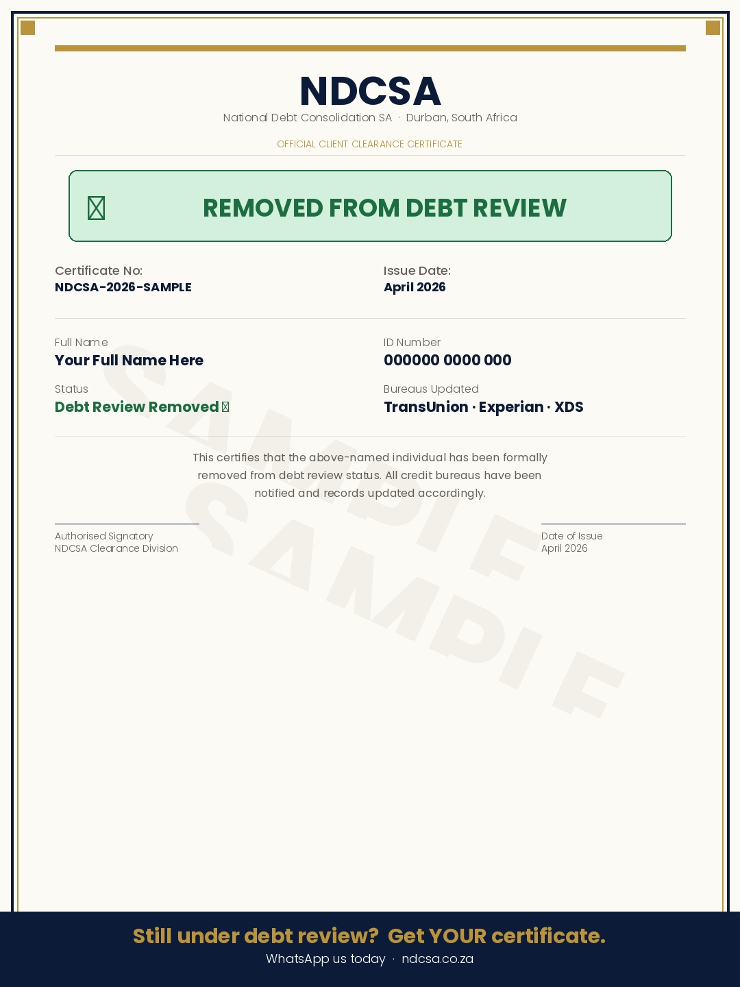 National Debt Consolidation - NDCSA Facebook ad