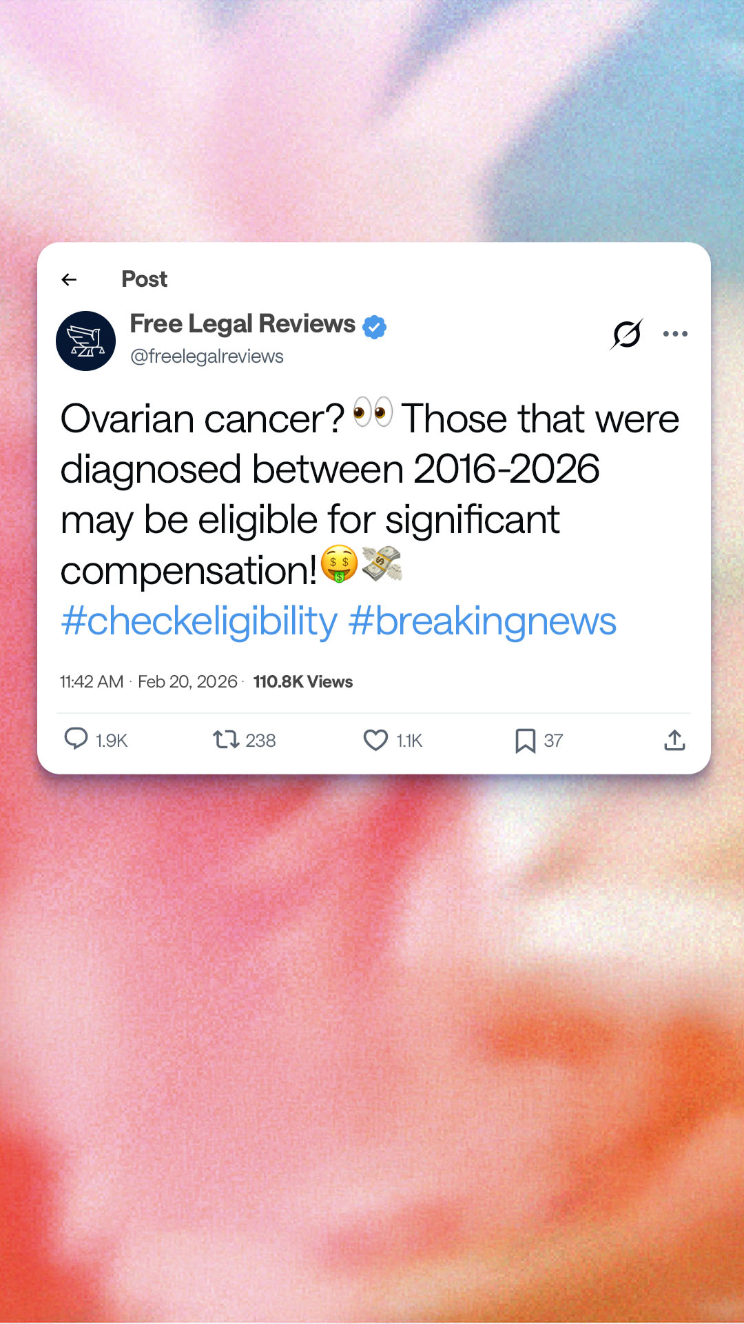 Free Legal Reviews Facebook ad