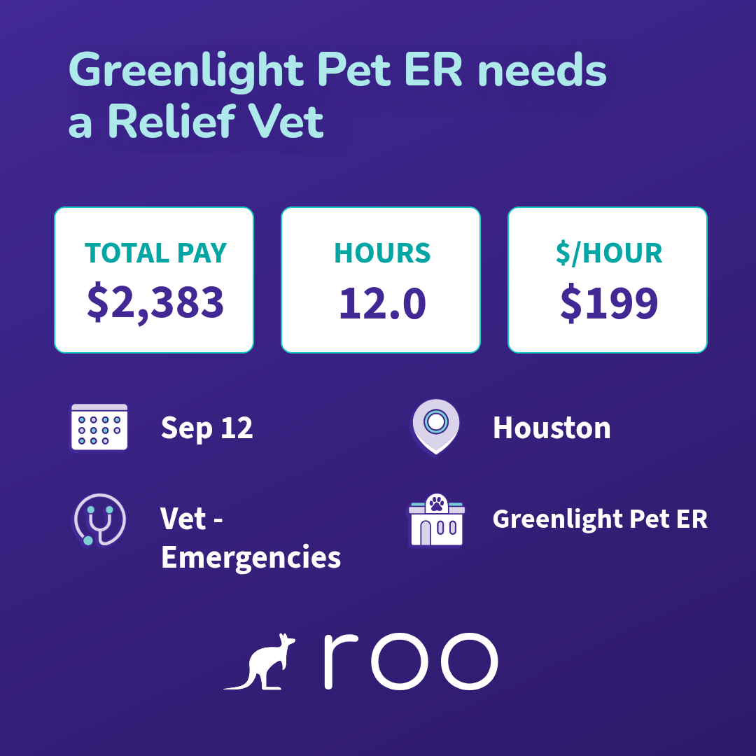 Roo Facebook ad: 6 open vet shifts near Houston on Saturday…