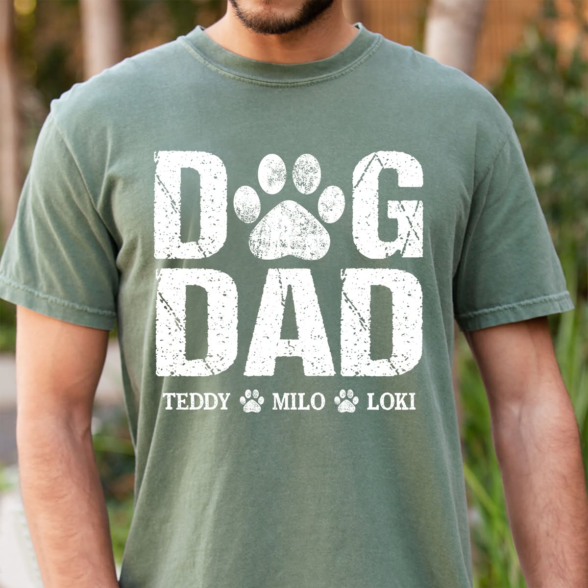 Giantbighands - Embroidered Gifts Facebook ad: Custom Dog Dad T Shirt, Paw Print Design, Personalized…