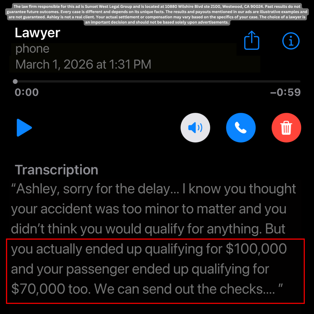 Sunset West Legal Group Facebook ad