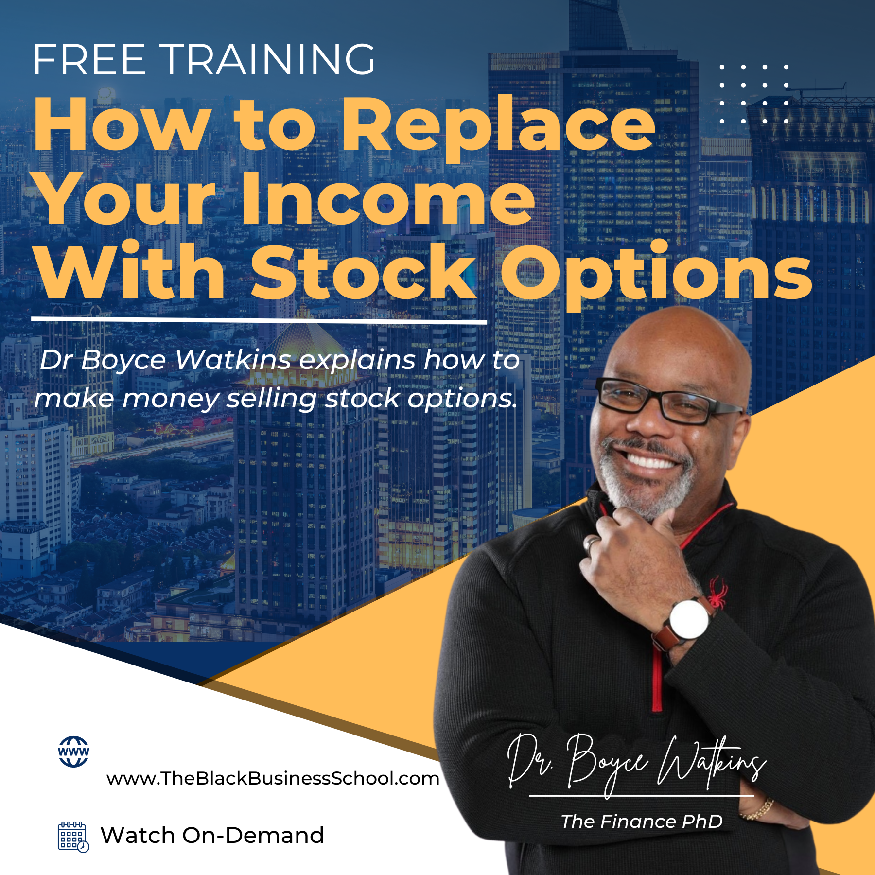 therealboycewatkins Facebook ad: How To Replace Your Income with Stock Options