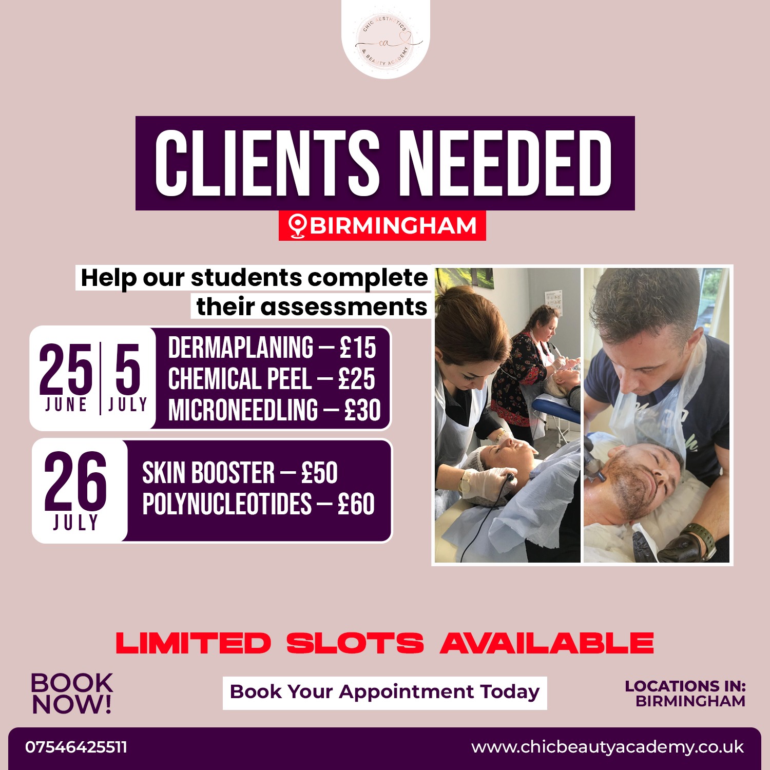 Chic Aesthetics & Beauty Academy Ltd UK  Facebook ad