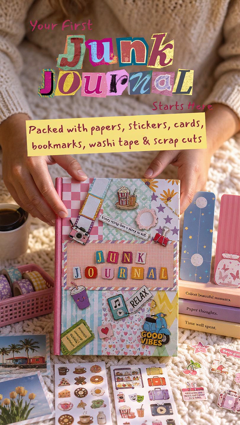 Papboo Facebook ad: Junk Journal Kit | Hardbound Scrapbook Journal with…