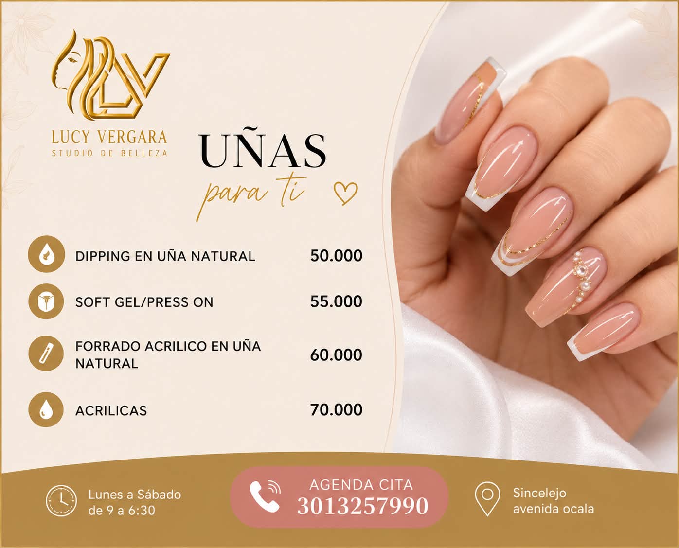 Lucy V studio maquillaje uñas estética Facebook ad