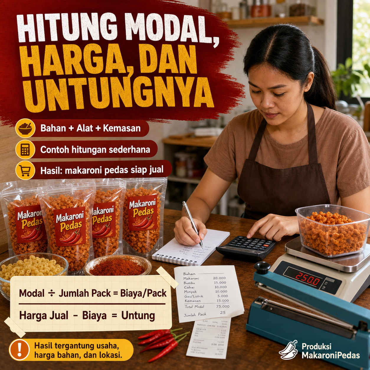 Roda Bisnis Facebook ad: Panduan Produksi makaroni pedas kemasan