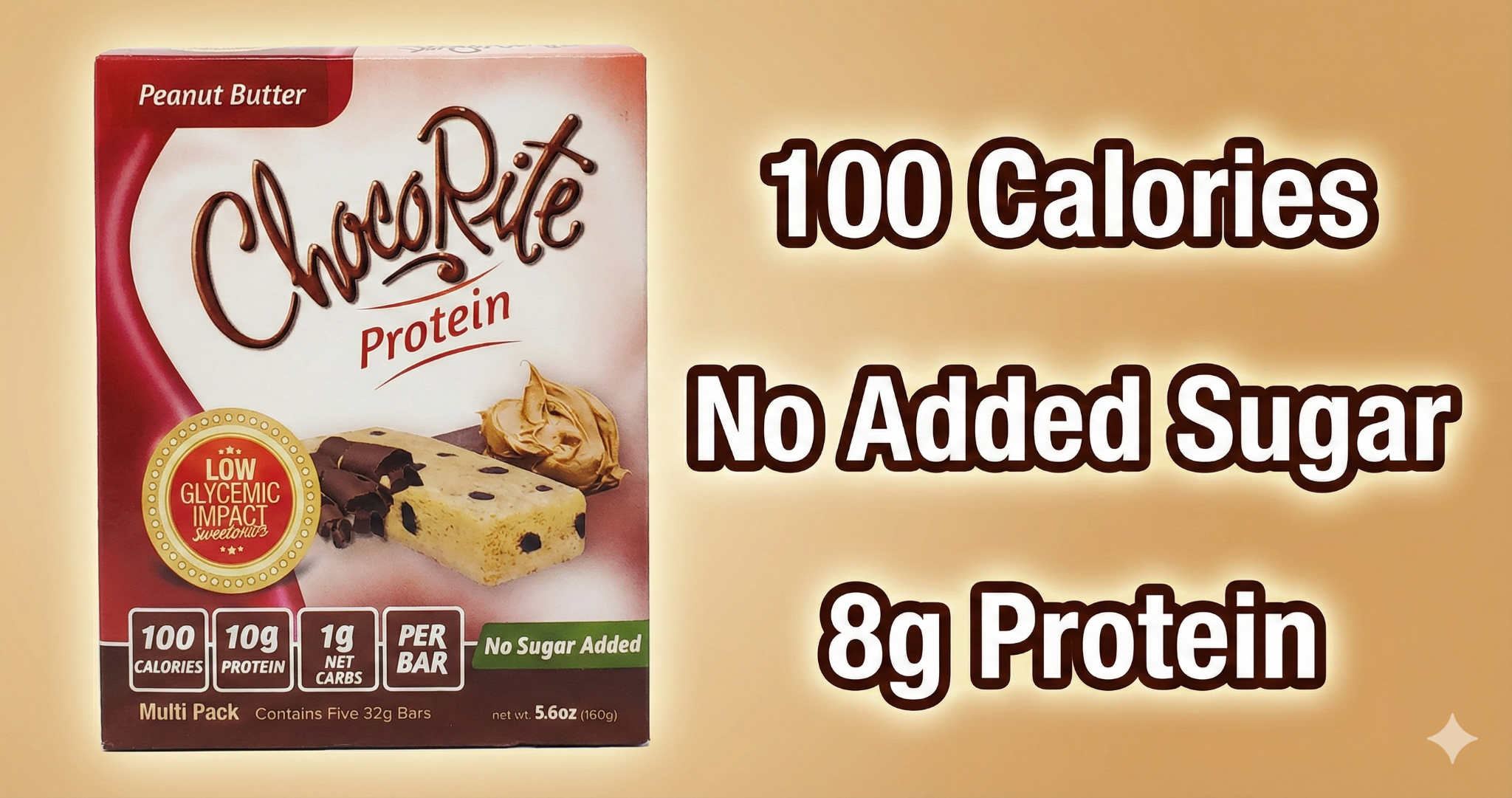 ChocoRite Facebook ad: Delicious 100 Calorie Protein Bars