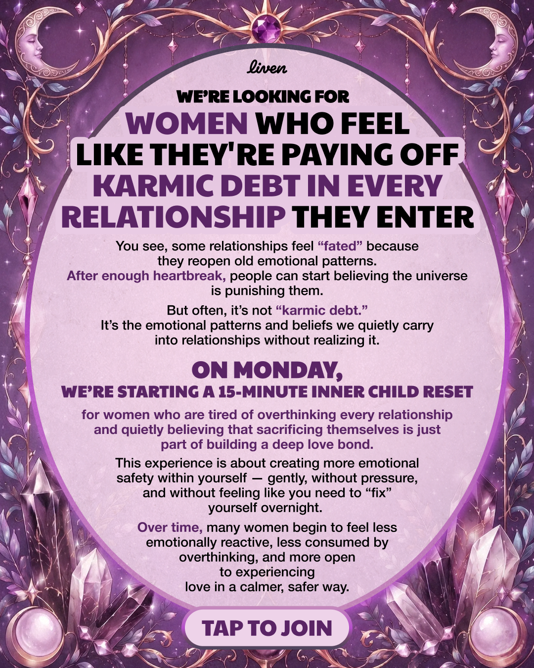 Liven: Self-Discovery Community Facebook ad