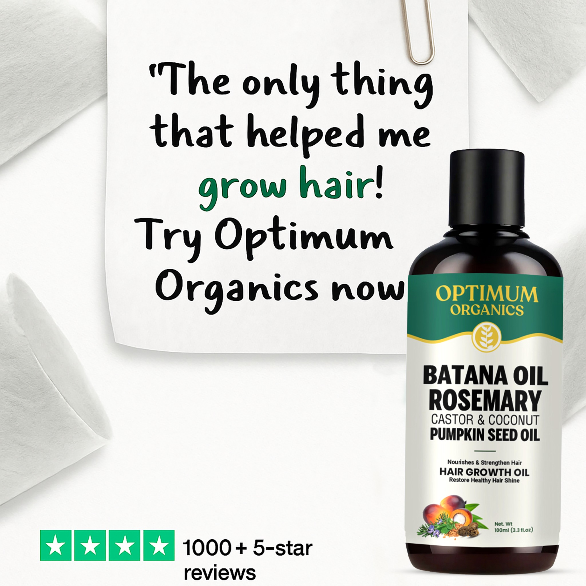 Optimum Organics Australia Facebook ad: 1,000+ 5-Star Reviews | Hair Growth That Really Works