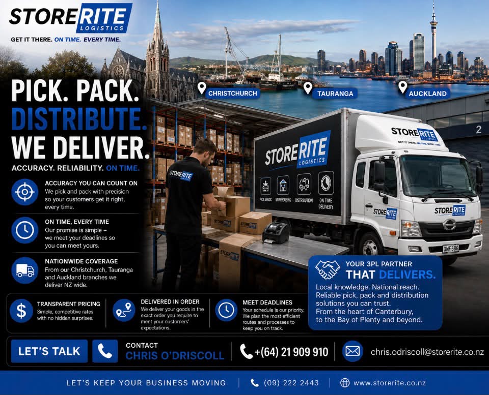 Store Rite Logistics Ltd Facebook ad: Tauranga we are your local 3PL