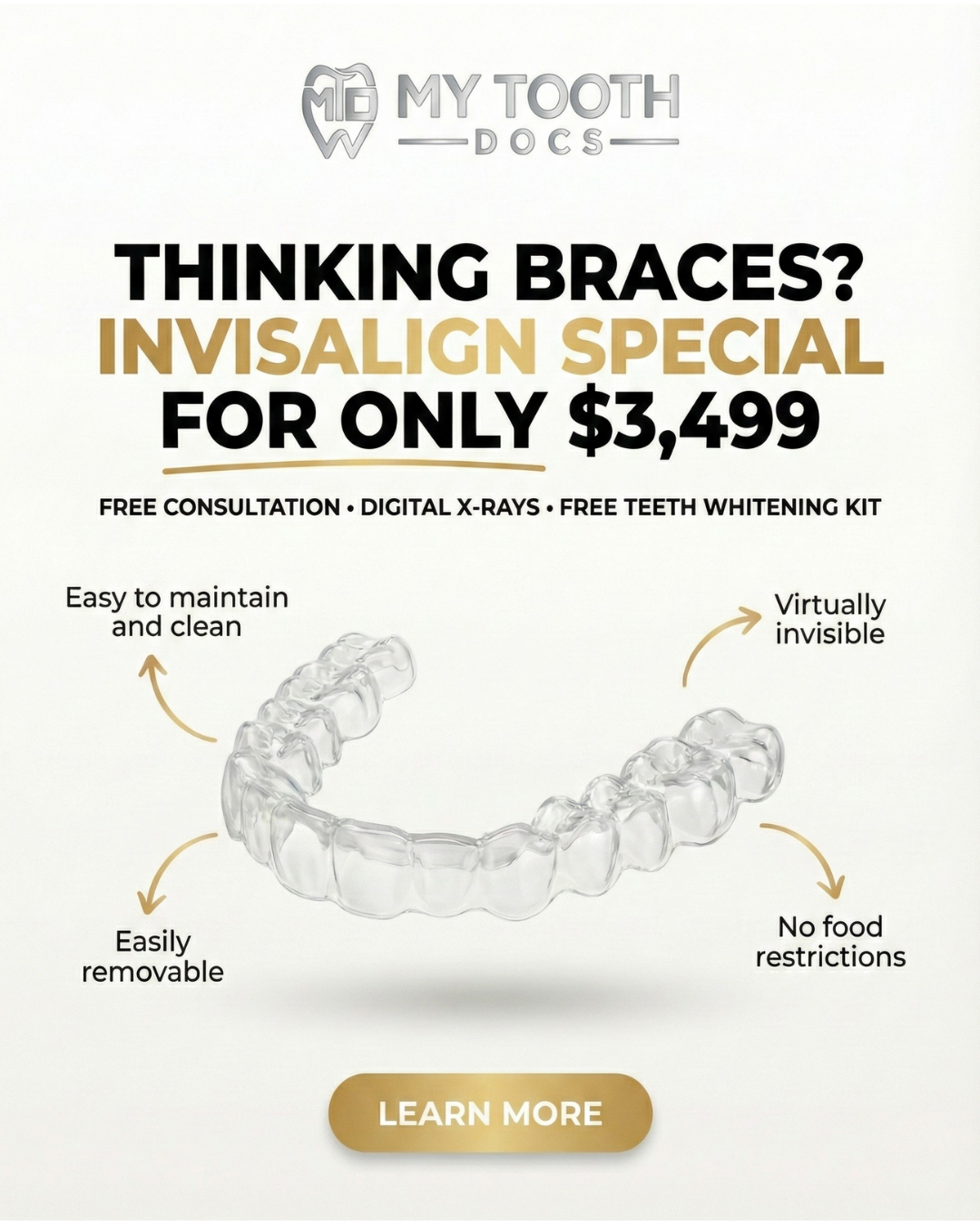 My Tooth Docs Facebook ad: Exclusive South Holland Deal: $3499 Invisalign treatment +…