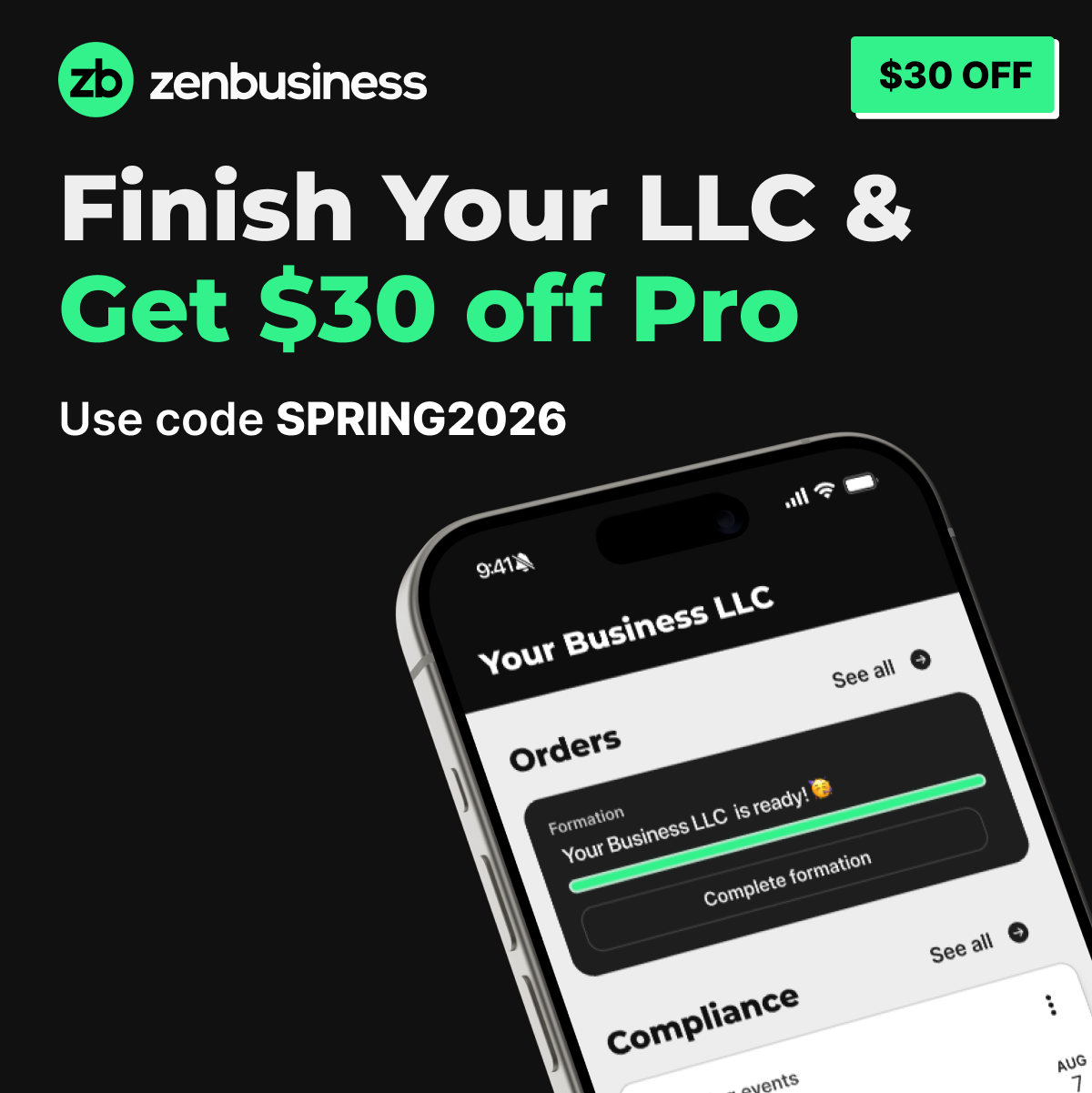 ZenBusiness Facebook ad