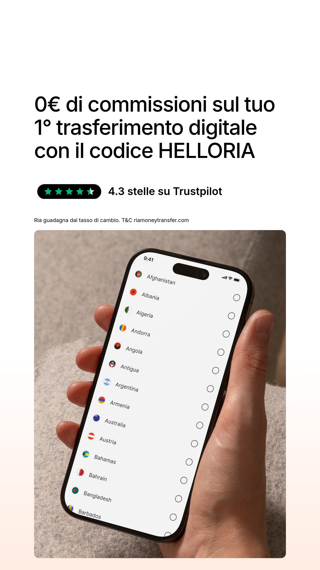 Ria Money Transfer Facebook ad