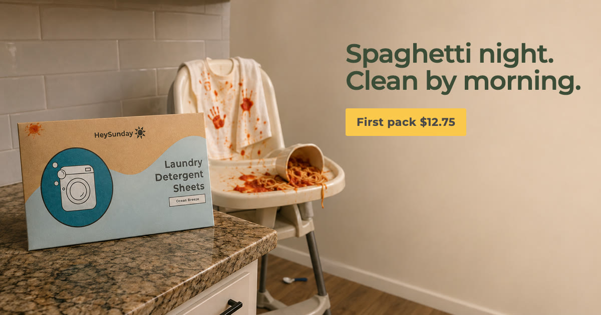 HeySunday Facebook ad: $0.25 per load of laundry