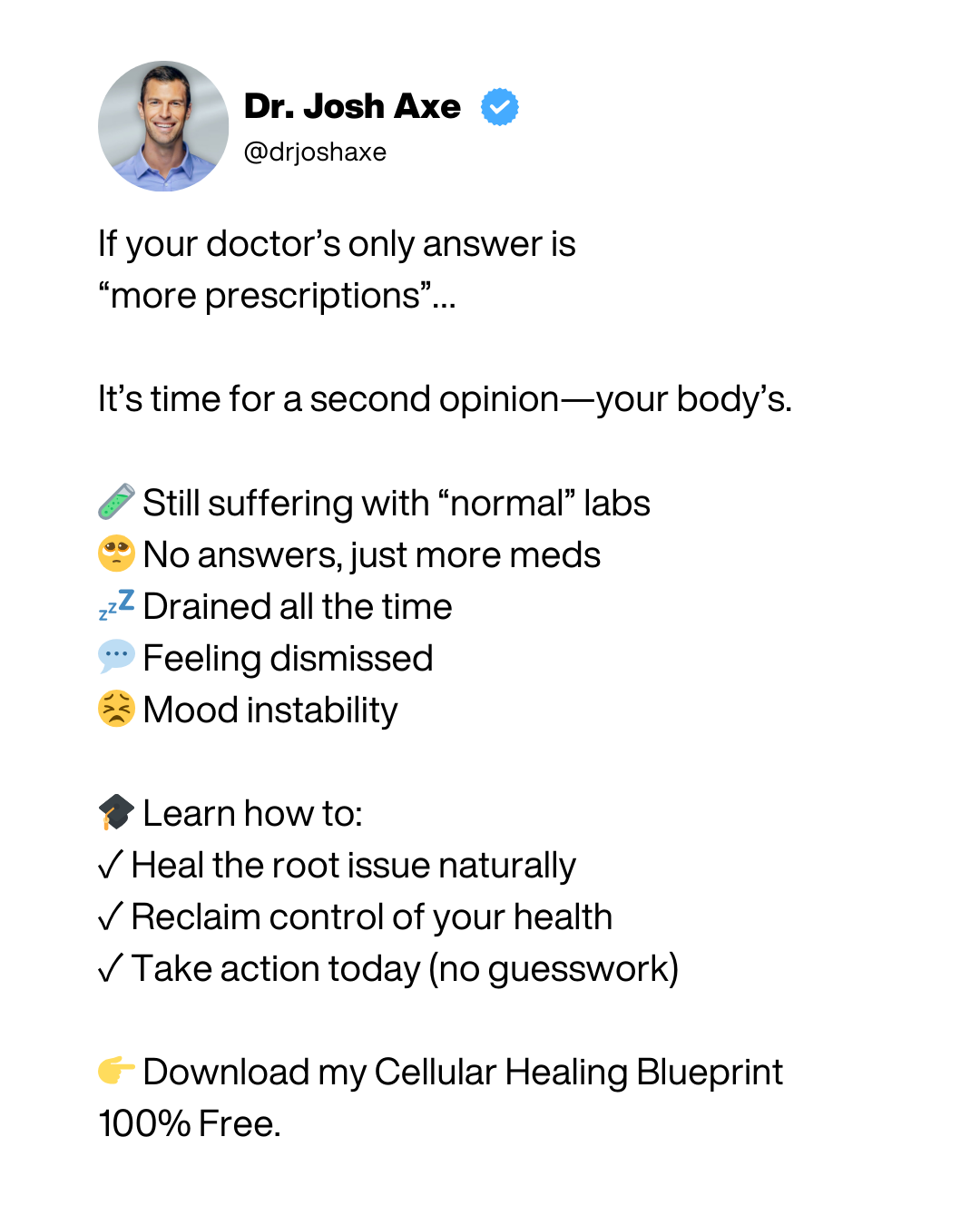 Dr. Josh Axe Facebook ad