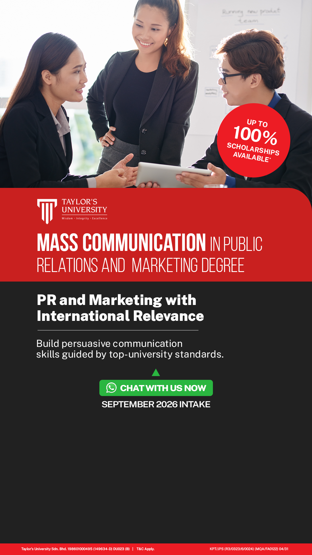 Taylor's University Facebook ad
