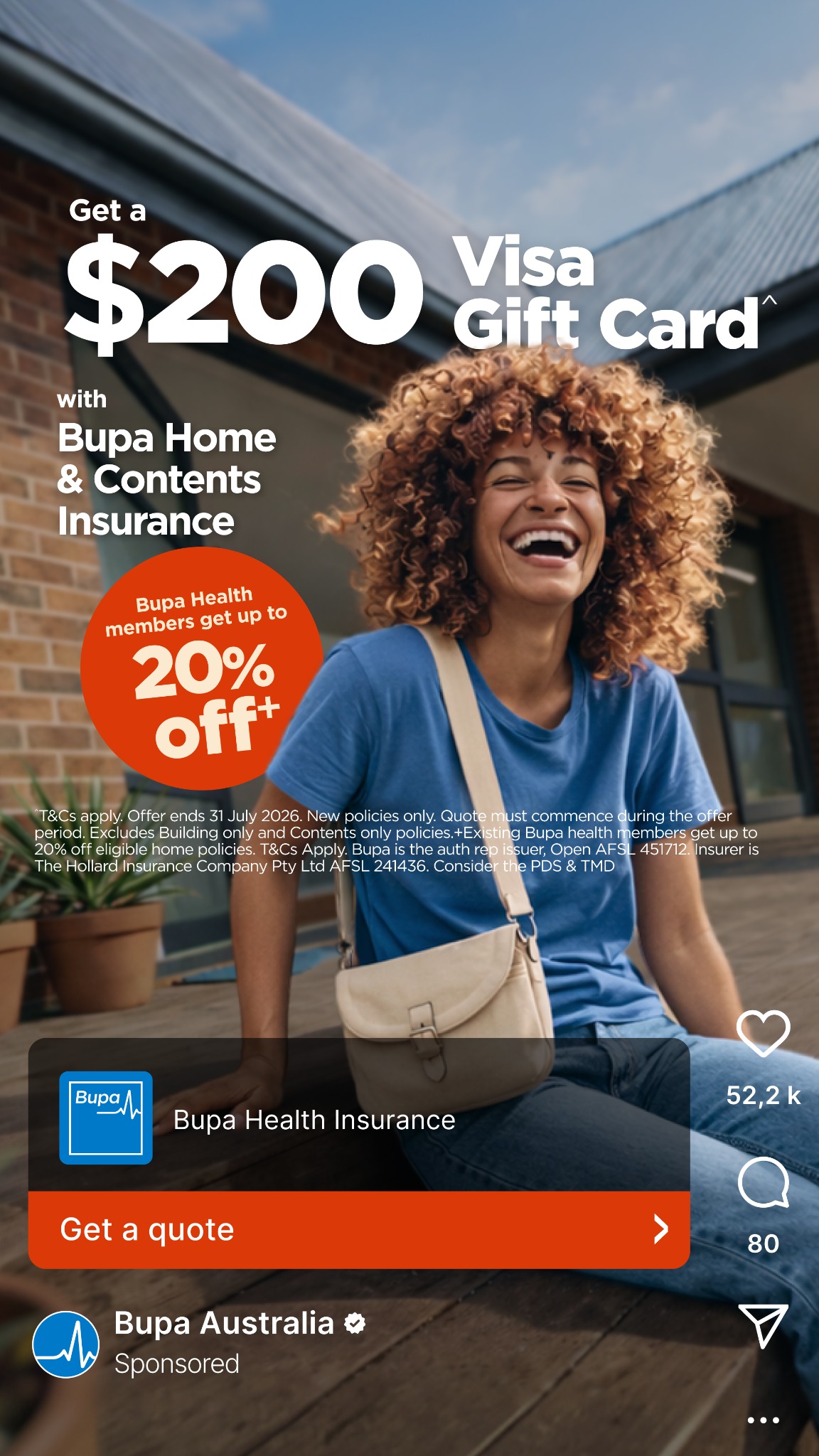 Bupa Australia Facebook ad