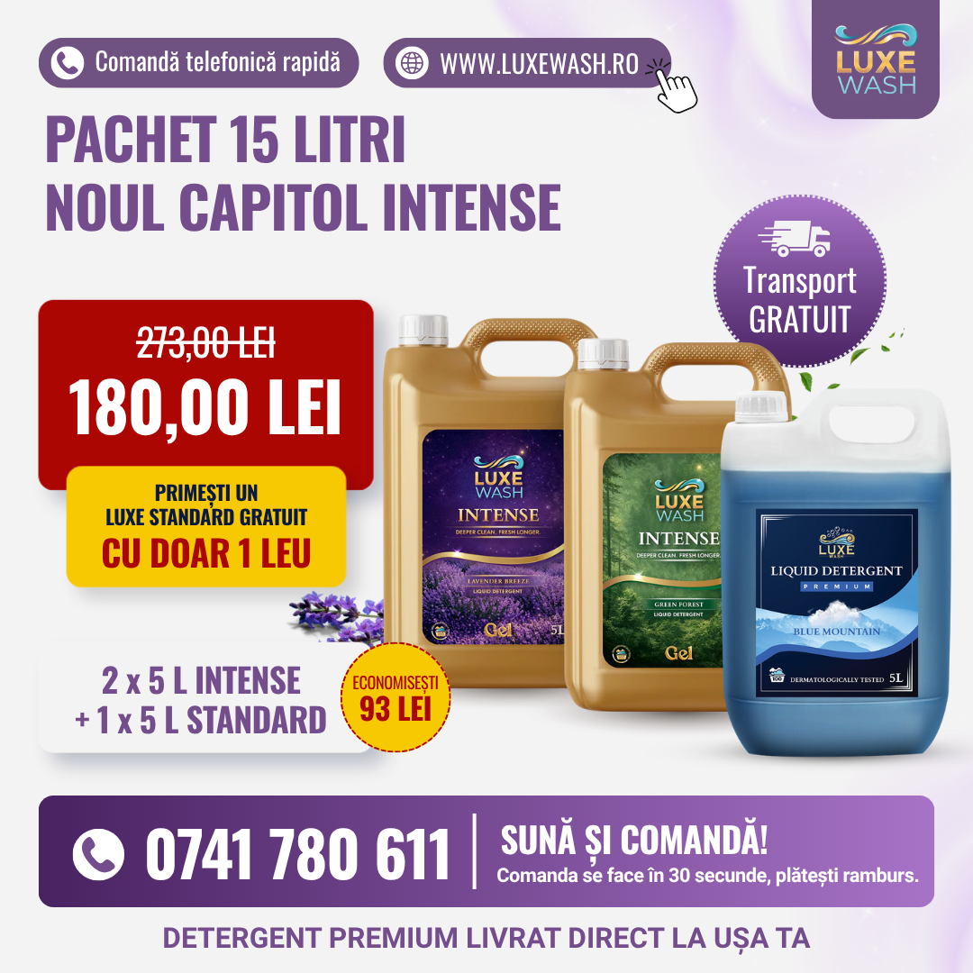 Luxe Wash Europe Facebook ad: Pachet premium, stoc limitat