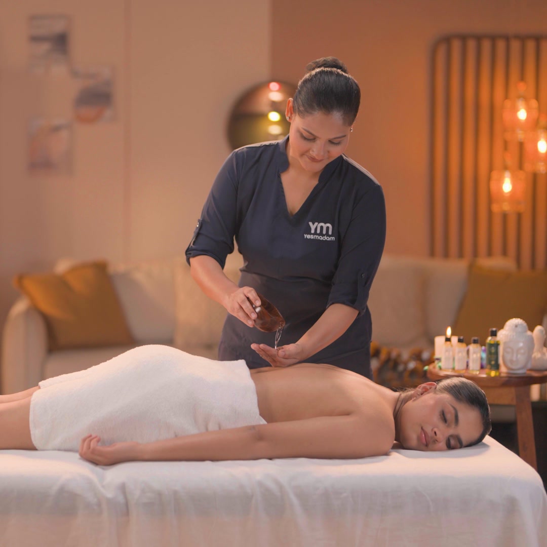 YesMadam Facebook ad: Relaxing Massage by Certified Therapists at Home Starting…