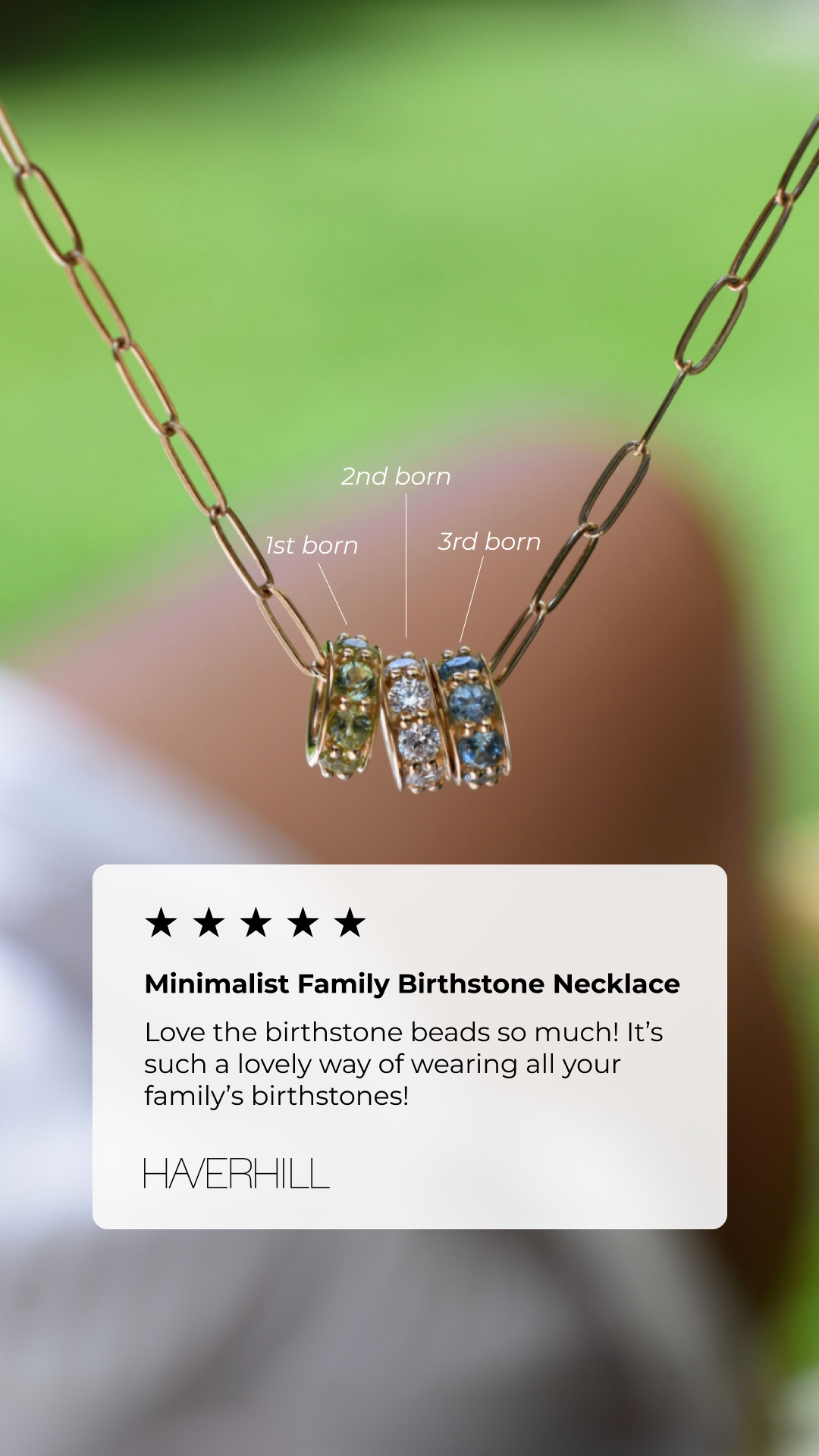 HAVERHILL Collection Facebook ad: 14k Gold Birthstone Jewelry