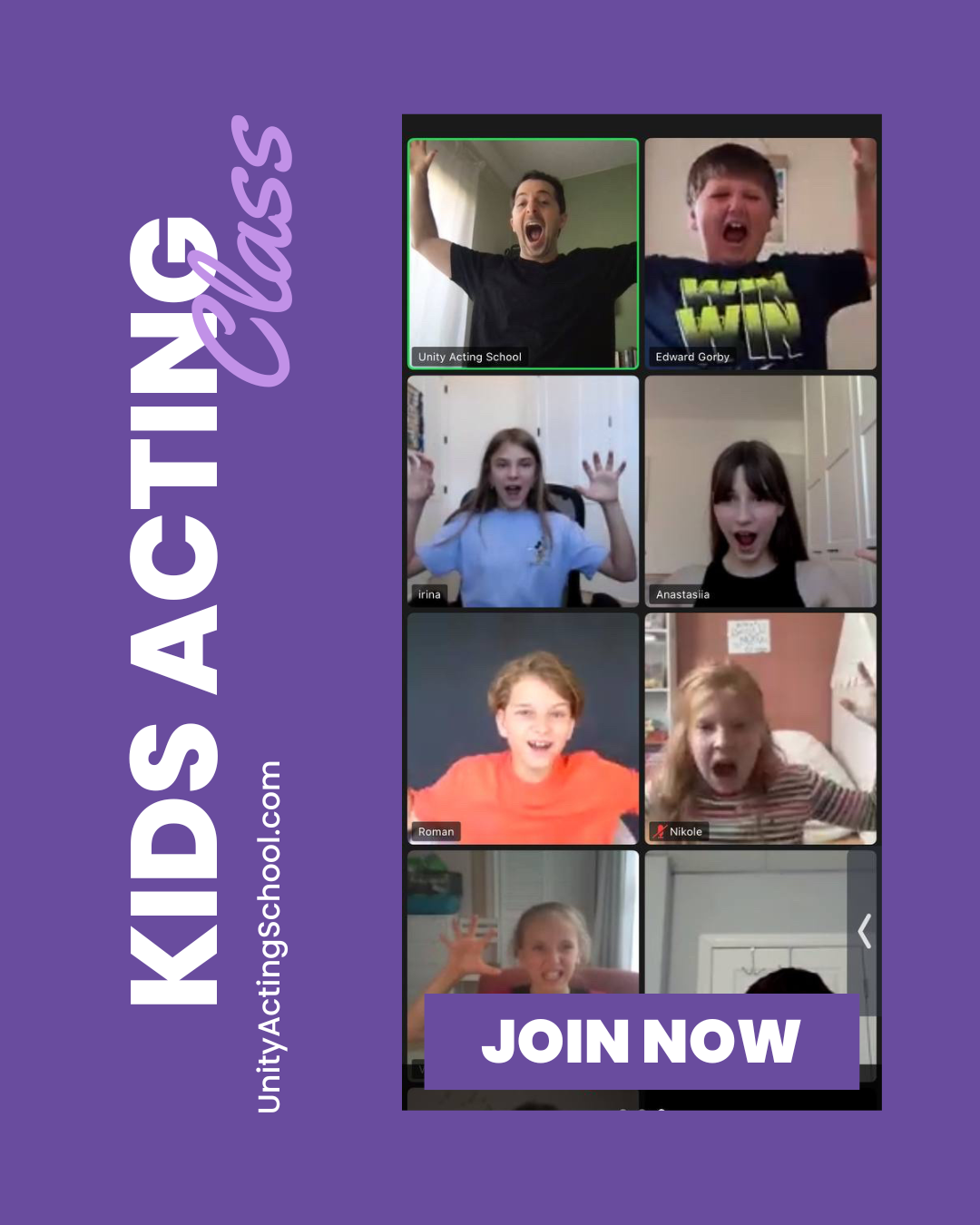 Unity Acting School Facebook ad: Express themselves