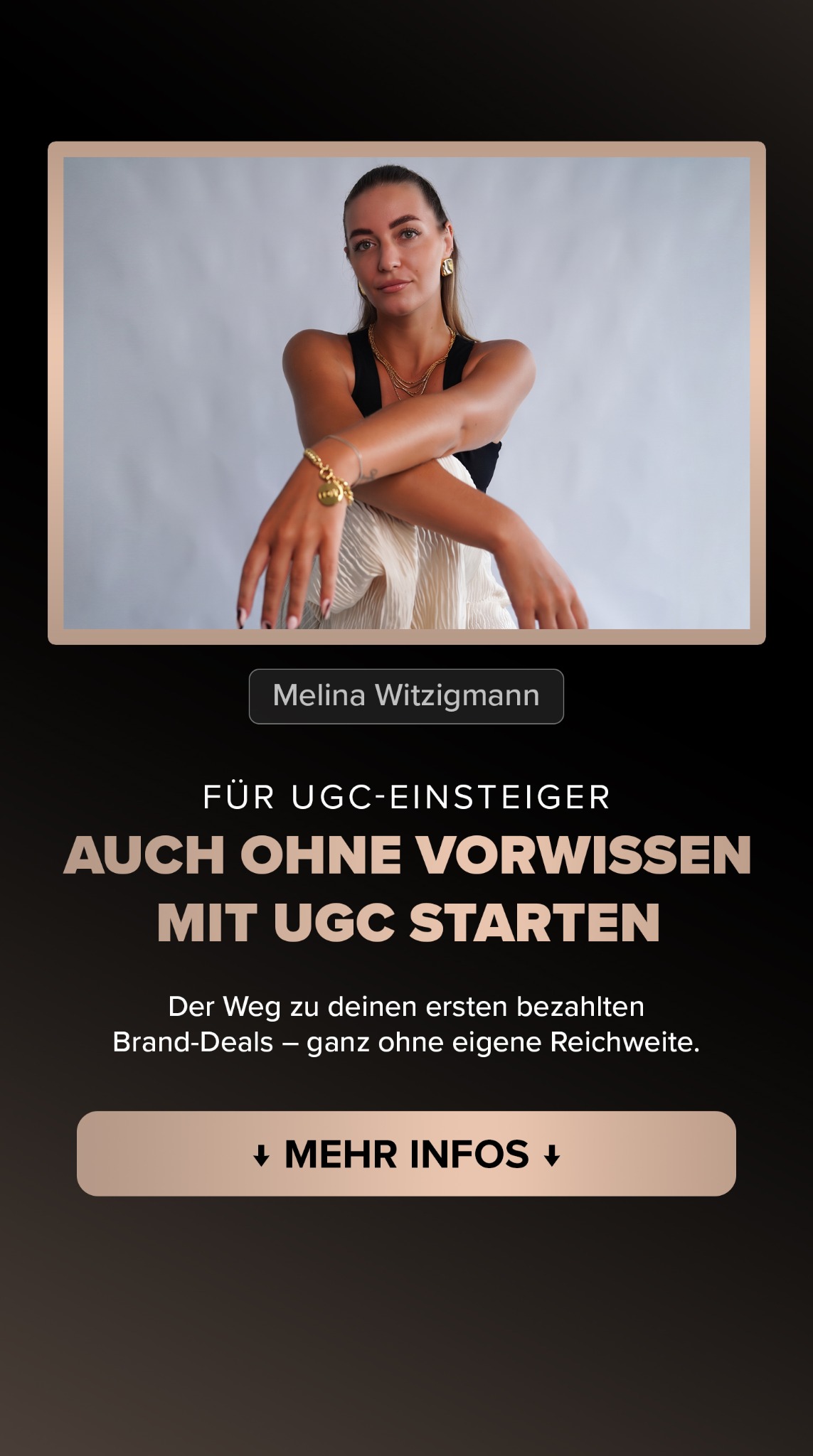 Melina in Bali Facebook ad: Auch ohne Vorwissen mit UGC starten