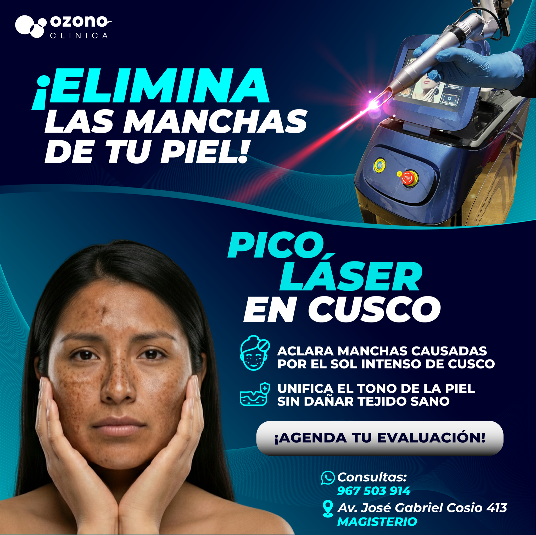 Ozonolaser Facebook ad: EL SOL DE CUSCO MARCA TU PIEL.