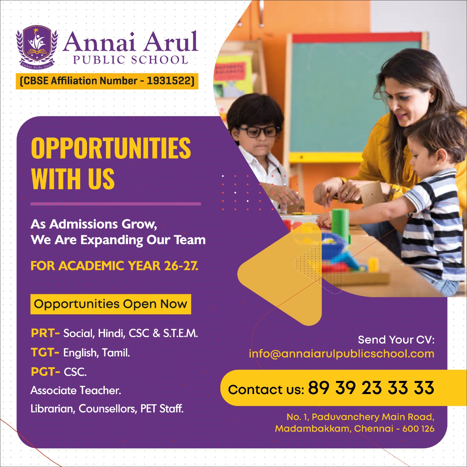 Annai Arul Public School Facebook ad: Apply Now for Your Enrollment Inquiry!