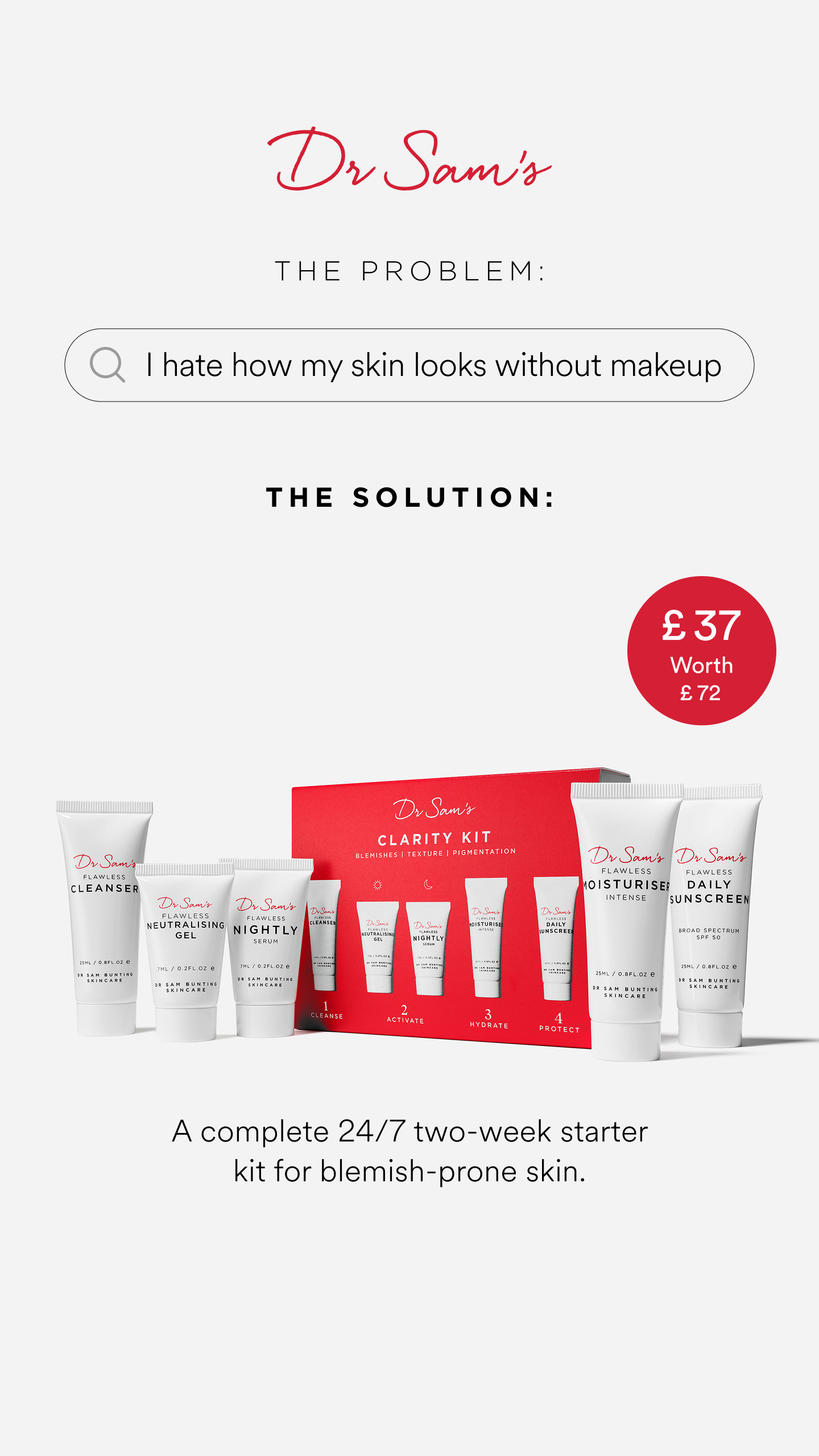 Dr Sam's Skincare Facebook ad