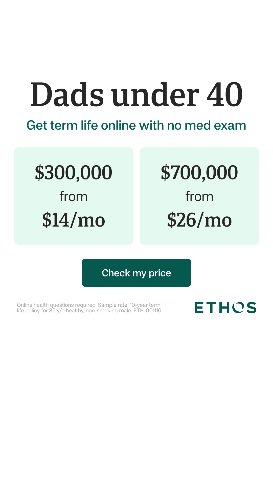 Ethos Facebook ad